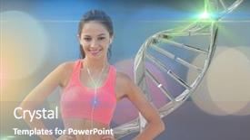  Presentation with stem cell - Colorful slide set enhanced with adult stem cell - digital composite of sporty woman backdrop and a coral colored foreground