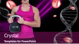  Presentation with dna black - PPT theme enhanced with sporty woman with dna background and a violet colored foreground