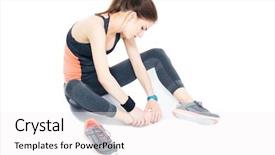  Presentation with leg pain - Cool new slide deck with sporty woman with pain backdrop and a white colored foreground