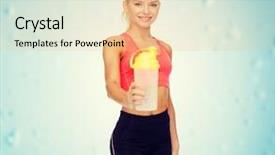  Presentation with protein shake - Presentation consisting of sporty woman with protein shake background and a coral colored foreground
