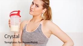  Presentation with protein shake - Theme featuring sporty woman with protein shake background and a lemonade colored foreground