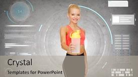  Presentation with sport drink - Cool new theme with sporty woman with protein shake backdrop and a light gray colored foreground