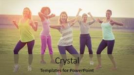  Presentation with dancing - Presentation design enhanced with sporty women dancing during fitness background and a violet colored foreground