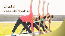  Presentation with triangle - Cool new PPT theme with sporty women doing triangle pose backdrop and a  colored foreground