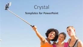  Presentation with sporty - Beautiful slide deck featuring sporty-women-posing-and-taking backdrop and a light blue colored foreground