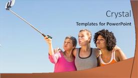  Presentation with sporty - Theme having sporty-women-posing-and-taking background and a light blue colored foreground