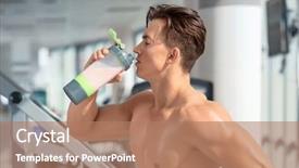  Presentation with protein shake - Colorful PPT theme enhanced with sporty young man drinking protein backdrop and a coral colored foreground
