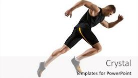  Presentation with sporty - Amazing PPT theme having sporty-young-man-running-isolated backdrop and a white colored foreground