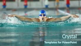  Presentation with competition - Slide set consisting of sporty young man swimming background and a  colored foreground