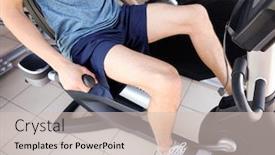  Presentation with training - Slide deck with sporty-young-man-training-legs background and a soft green colored foreground