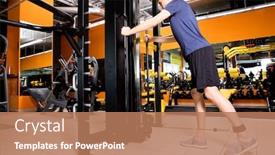  Presentation with sporty - Cool new slides with sporty-young-man-training-legs backdrop and a coral colored foreground