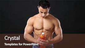  Presentation with protein shake - Beautiful slide deck featuring sporty young man with protein backdrop and a  colored foreground