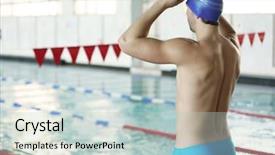  Presentation with sporty - Beautiful presentation theme featuring sporty young man in the swimming pool backdrop and a lemonade colored foreground