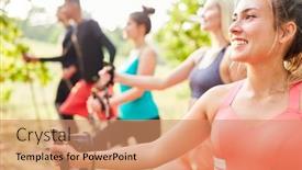  Presentation with walking nordic - Colorful PPT theme enhanced with sporty-young-people-doing-nordic backdrop and a coral colored foreground