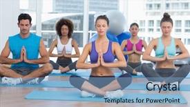  Presentation with sporty - Colorful slide deck enhanced with sporty young people in namaste backdrop and a light blue colored foreground