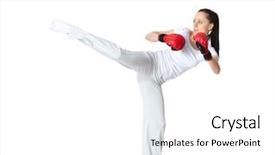  Presentation with sporty - Amazing slides having sporty young woman in red backdrop and a white colored foreground