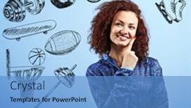  Presentation with sport blue - Audience pleasing PPT layouts consisting of sporty-young-woman-on-blue backdrop and a teal colored foreground
