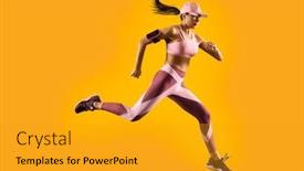  Presentation with sporty - Cool new slide deck with sporty-young-woman-running-isolated backdrop and a gold colored foreground