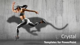  Presentation with sporty - Amazing presentation having sporty-young-woman-running backdrop and a gray colored foreground