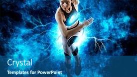  Presentation with sporty - Presentation design enhanced with sporty-young-woman-running background and a ocean colored foreground