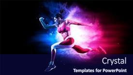  Presentation with sporty - Audience pleasing slides consisting of sporty-young-woman-running backdrop and a navy blue colored foreground