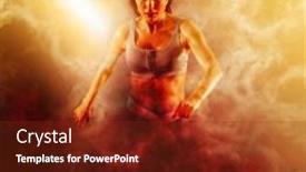  Presentation with sporty - PPT theme having sporty-young-woman-running background and a tawny brown colored foreground