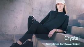  Presentation with sporty - Amazing presentation theme having sporty young woman sitting down backdrop and a  colored foreground