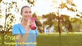  Presentation with protein shake - Audience pleasing presentation theme consisting of sporty young woman with protein shake outdoors backdrop and a tawny brown colored foreground