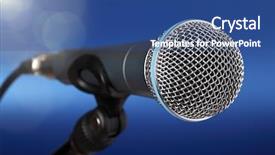  Presentation with stage - Presentation design having spot light on a microphone background and a ocean colored foreground