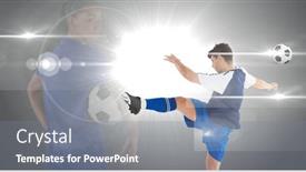  Presentation with female soccer - Presentation theme having spot-of-light-against-male background and a gray colored foreground
