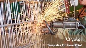  Presentation with spot welding - Colorful PPT theme enhanced with spot-welding-industrial-factory-worker backdrop and a coral colored foreground