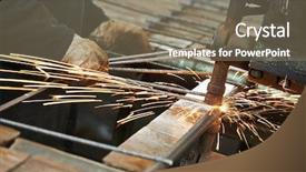  Presentation with spot welding - Slide deck with close-up of the hand of a specialist who enters the kitchen in order to feel something with a suitcase of tools background and a seafoam green colored foreground.