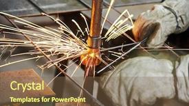  Presentation with spot welding - PPT theme with wire rod - spot welding machine reinforcement production background and a tawny brown colored foreground