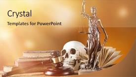  Presentation with themis - Amazing slides having spotlight - concept of justice backdrop and a yellow colored foreground