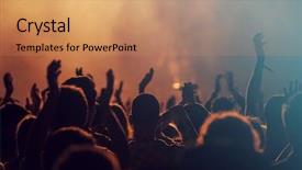  Presentation with spotlight - Presentation consisting of spotlight head - crowd at concert - cheering background and a coral colored foreground