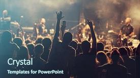  Presentation with stage lights - Cool new PPT theme with spotlight head - crowd at concert - cheering backdrop and a tawny brown colored foreground