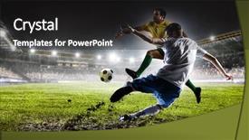  Presentation with spotlight - Presentation theme enhanced with spotlight head - soccer players at stadium mixed background and a dark gray colored foreground