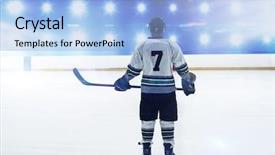  Presentation with rink - Theme with spotlights - hockey player with hockey stick background and a light blue colored foreground