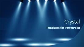  Presentation with empty stage - PPT layouts with spotlights-illuminate-empty-stage-blue background and a ocean colored foreground