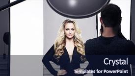  Presentation with process - Slide set featuring spotlights portrait - photographer and beautiful model background and a navy blue colored foreground