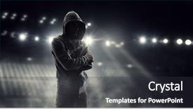  Presentation with spooky - Presentation design having spotlights portrait - spooky criminal person mixed media background and a dark gray colored foreground