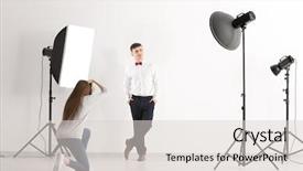  Presentation with professional - Colorful presentation enhanced with spotlights portrait - young man posing for professional backdrop and a lemonade colored foreground