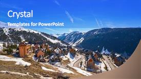  Presentation with natural spa resort - Colorful slides enhanced with spots - baqueira beret in lerida catalonia backdrop and a cobalt blue colored foreground