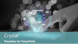  Presentation with computer processing - PPT layouts featuring spots-of-light-over-globe background and a teal colored foreground