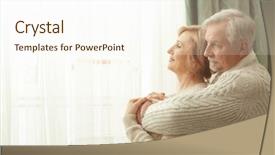  Presentation with elderly home - PPT theme enhanced with spouse - cute elderly couple near window background and a cream colored foreground
