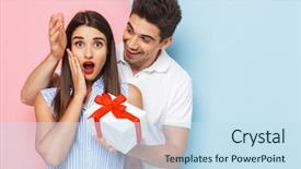  Presentation with catholic couple silhouette of young - Amazing PPT theme having spouse - happy young couple standing isolated backdrop and a sky blue colored foreground