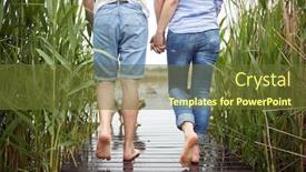  Presentation with lake dock - Presentation theme consisting of spouses-barefoot-enjoy background and a tawny brown colored foreground
