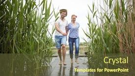  Presentation with lake dock - Cool new presentation design with spouses-barefoot-walking backdrop and a tawny brown colored foreground