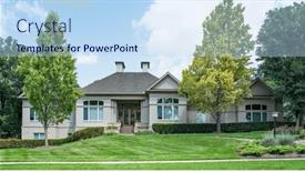  Presentation with wood gray - Slides with sprawling-gray-stucco-ranch-home and a sky blue colored foreground