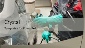  Presentation with spray - Cool new theme with spray gun with paint backdrop and a light gray colored foreground